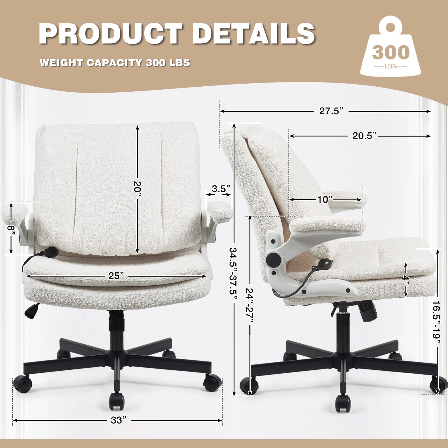 Ergonomic Office Chair With Airbag Lumbar Support And Flip Armrests_voghion.com